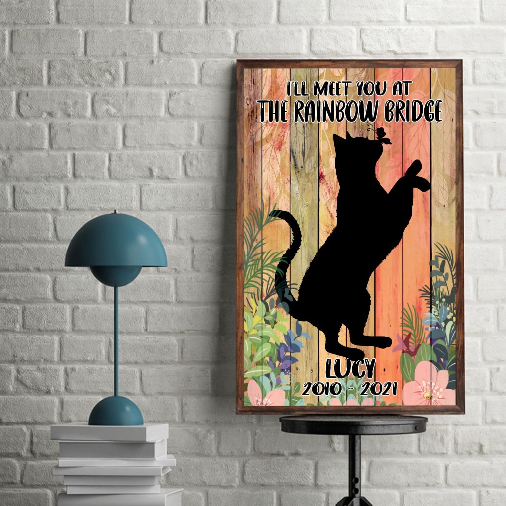 Rainbow Bridge Personalized Beloved Cat Pet Memorial Gifts Custom Name Poster Unframed