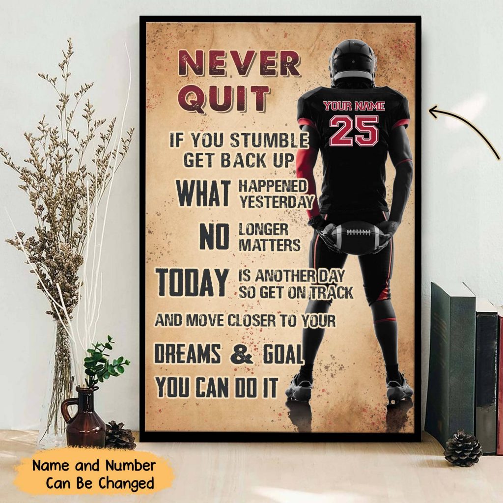 Personalized Football Life Lessons Soccer Name And Number Poster Unframed