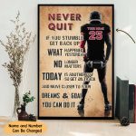 Personalized Football Life Lessons Soccer Name and Number Poster Unframed