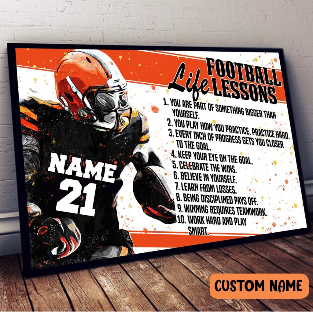 Personalized Football Life Lesson America Football Player Posters Son Room Bed Room Decor