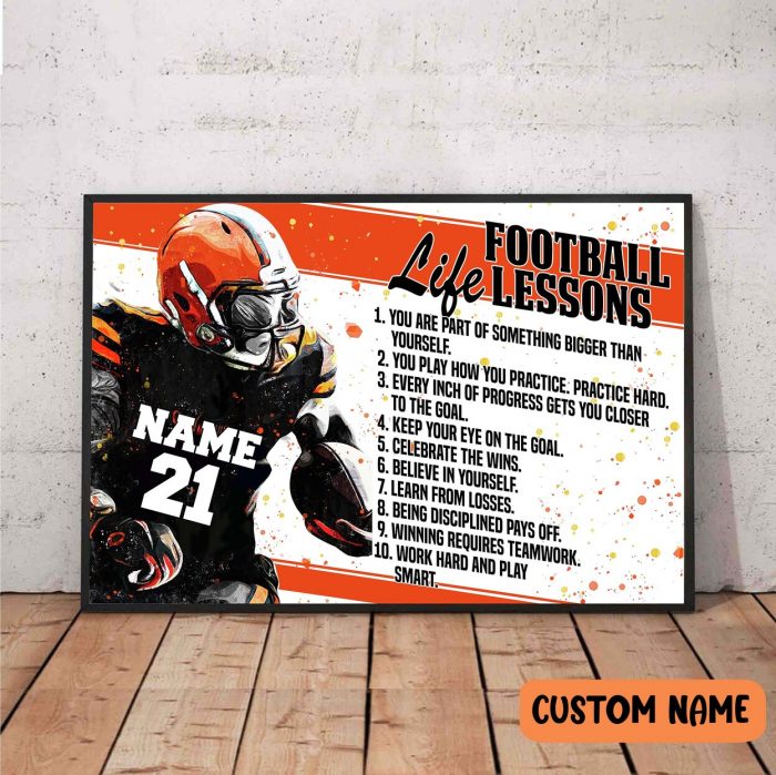 Personalized Football Life Lesson America Football Player Posters Son Room Bed Room Decor