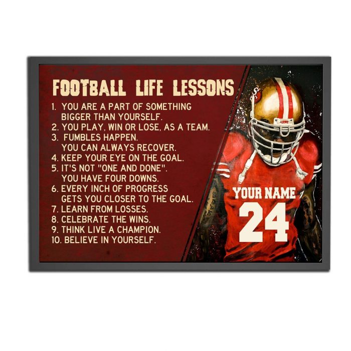 Personalized Football Life Lesson Posters America Football Sport Player Coach Gifts