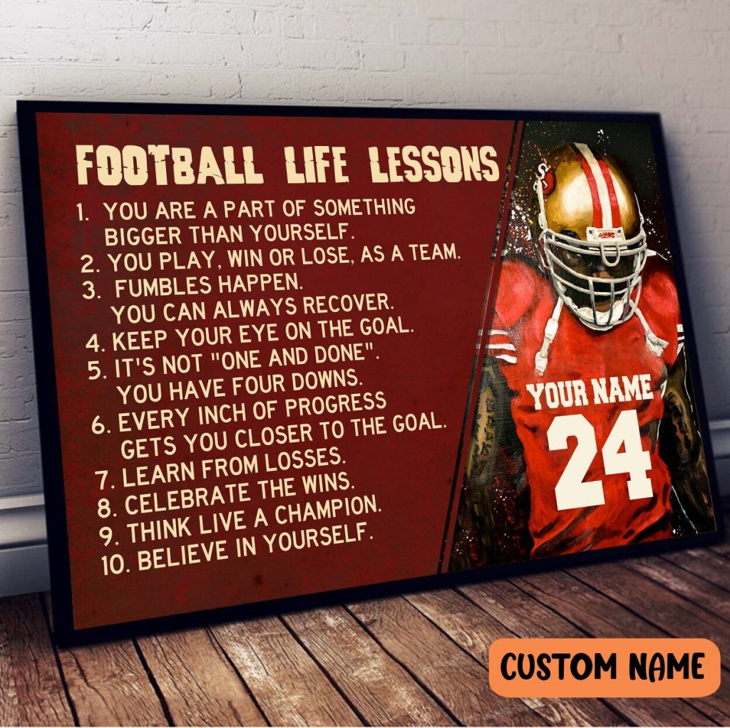 Personalized Football Life Lesson Posters America Football Sport Player Coach Gifts
