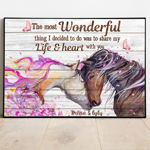 Horse Coupe Share Life And Heart Together Poster Wall Decor For Living Room Bedroom