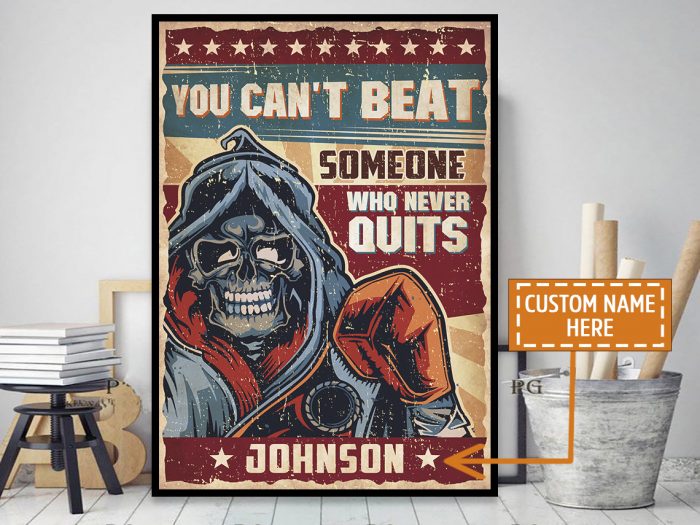 Personalized Custom Name Skull Boxing – Never Quit Unframed Poster