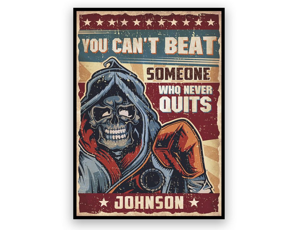 Personalized Custom Name Skull Boxing – Never Quit Unframed Poster
