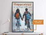 Personalized Names Biker Happiness Is Cycling With You Poster Unframed Couple Valentine Gift