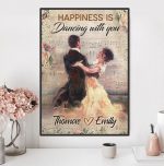 Personalized Names Dancer Dancing Couple Gifts Happiness Is Dancing With You Poster Unframed