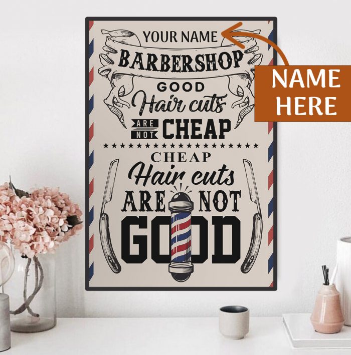 Personalized Name Barber Hairdresser Hair Stylist Gifts Barbershop Good Hair Cuts Poster Unframed