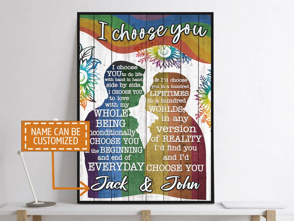Lgbt Gays I Choose You To Do Life With Hand In Hand Personalized Names Poster