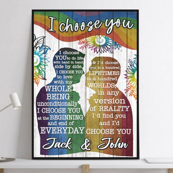 LGBT Gays I Choose You To Do Life With Hand In Hand Personalized Names Poster