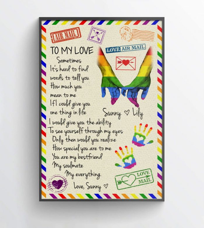 Personalized Name Letter To My Love Lgbt Lesbian Couple Poster Love Message Letter For Her Poster Wall Decor