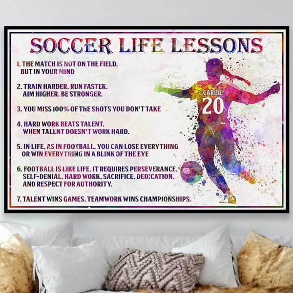 Personalized Women Soccer Poster, Soccer Life Lessons Poster for Soccer Players, Inspirational Soccer Gift