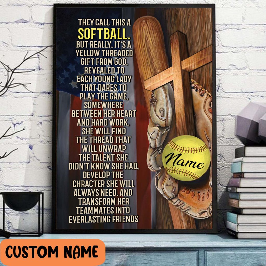 Customized Softball Lovers  God Says You Are Poster Unframed Home Decor