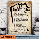 House Rules Poster Home Decor For Black Cat Lover