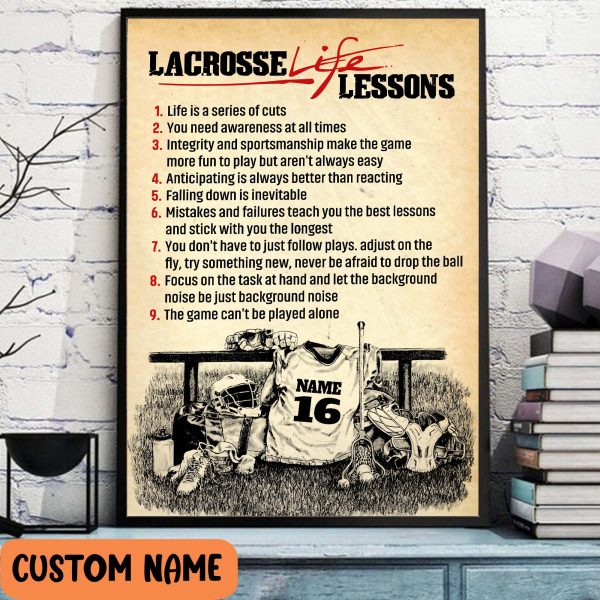 Personalized Name + Number Strength Doesn’t Come It Comes From Overcoming Lacrosse Player Poster Colorful
