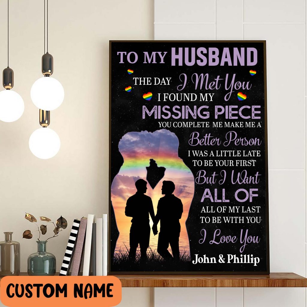 Personalized Gays Couple Pride Lgbt To My Husband Poster Unframed Valentine Memory Gift