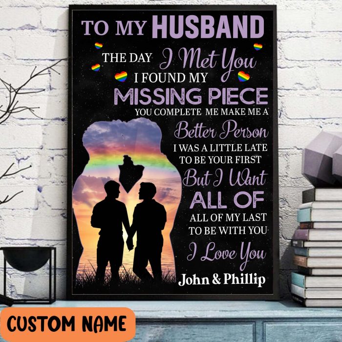 Personalized Gays Couple Pride Lgbt To My Husband Poster Unframed Valentine Memory Gift