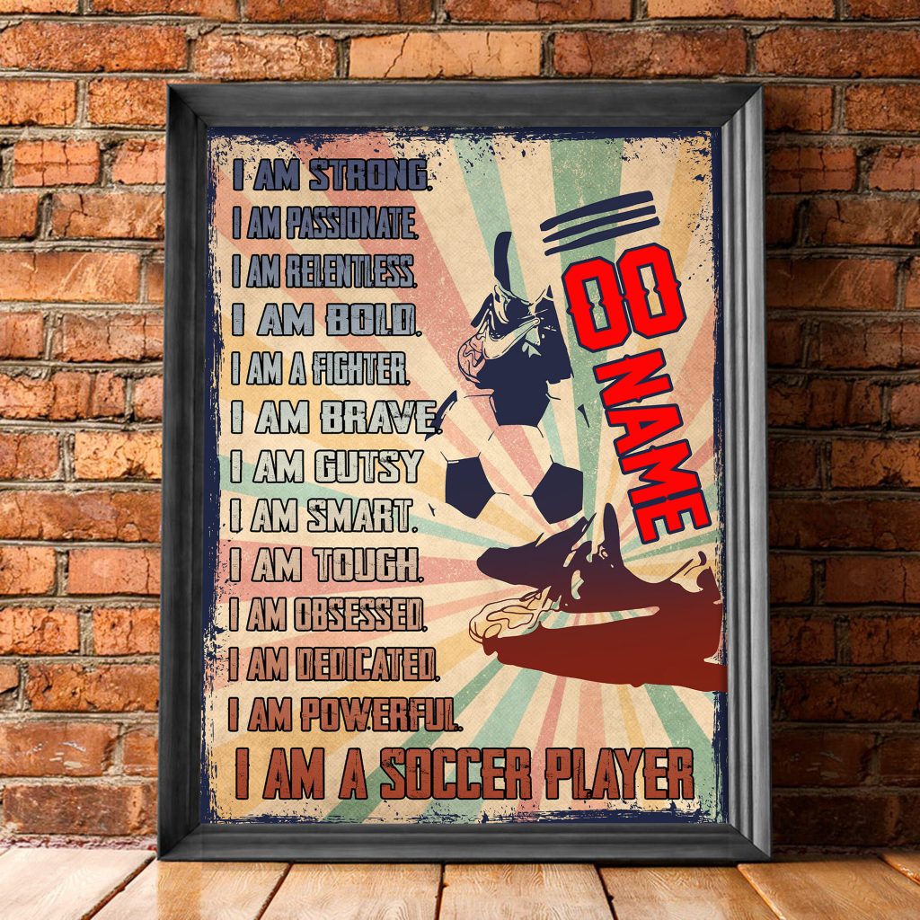 Women Soccer I Am Soccer Player Vertical Poster Personalized Name Number Poster Gift
