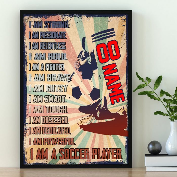 Women Soccer I Am Soccer Player Vertical Poster Personalized Name Number Poster Gift
