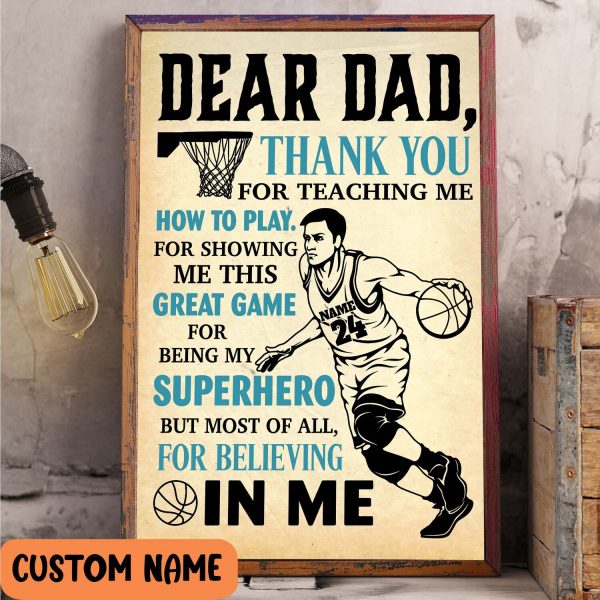 Personalized Basketball Player Poster Loving Gift For Dad Son Room Bed Room Decor