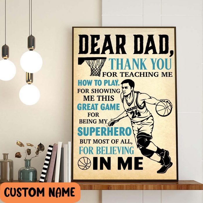 Personalized Basketball Player Poster Loving Gift For Dad Son Room Bed Room Decor