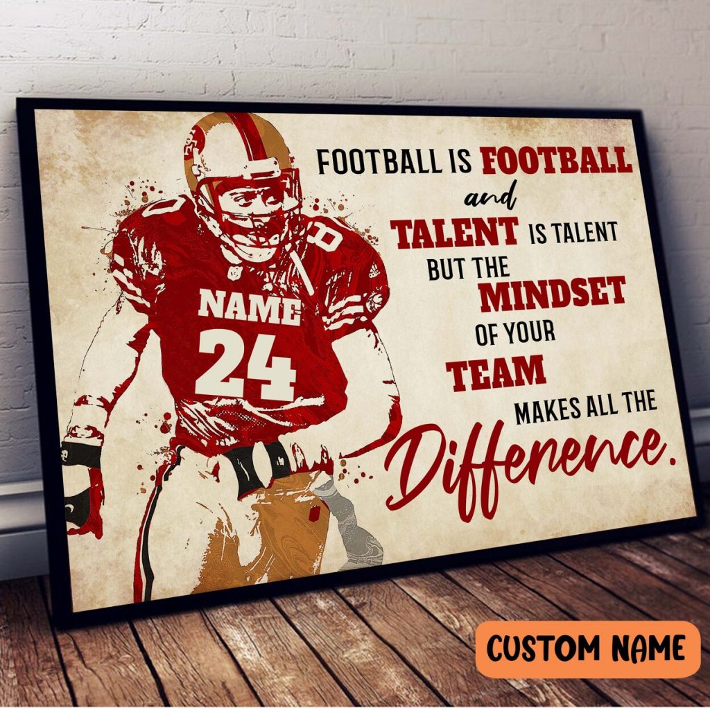 Football Player Personalized Poster – Mind Set Of Your Team Make Difference Motivational Wall Art