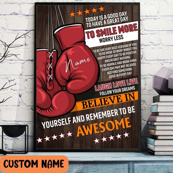 Kick Boxing Crossfit Personalized Poster – Smile More Worry Less Laugh Love Life Wall Art