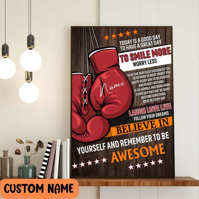 Kick Boxing Crossfit Personalized Poster – Smile More Worry Less Laugh Love Life Wall Art