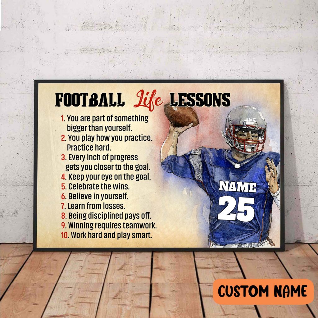 American Football Life Lessons Poster – Motivational Wall Art For Football Lover Football Fan