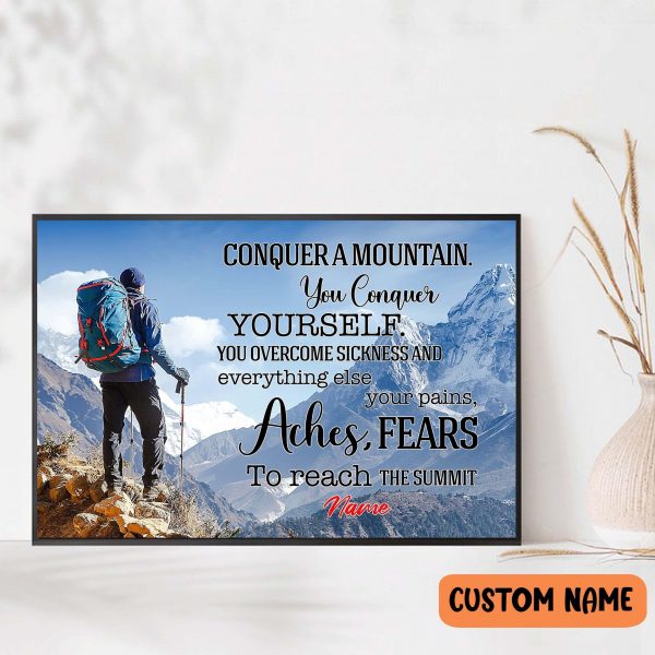 Personalized Hiking You Conquer Yourself Poster – Adventure Motivational Wall Art