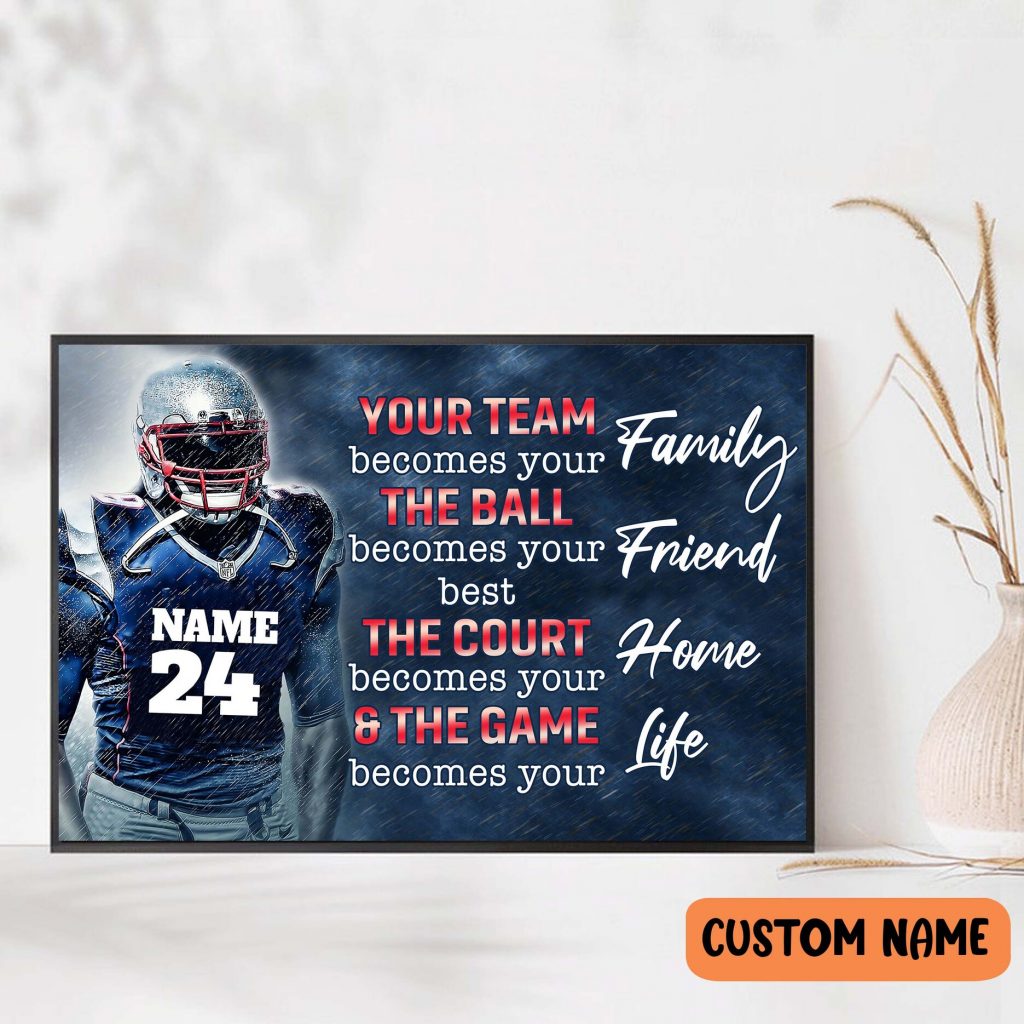 American Football Personalized Poster – Your Team Becomes Your Team Home Decor Wall Art