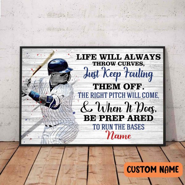 Basetball Inspirational Poster – Life’s Greast Lesson Baseball Player Wall Art