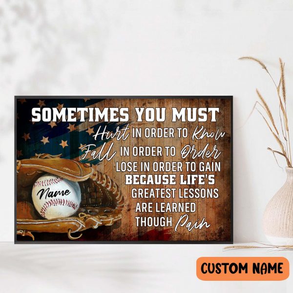 Basetball Inspirational Poster – Life’s Greast Lesson Baseball Player Wall Art