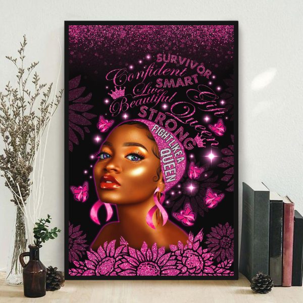 Breast Cancer Awareness Be Yourself Flamingo Poster Cancer Fighter Warrior Wall Art