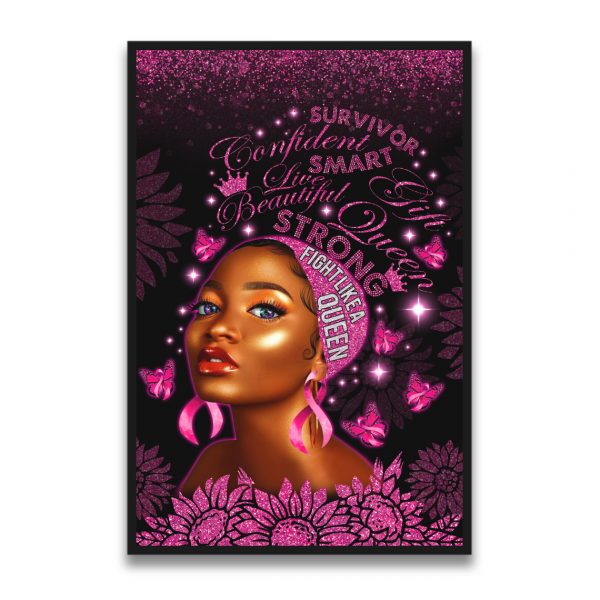 Fight Like A Queen Black Woman Breast Cancer Survivor Poster Black Girl GIft