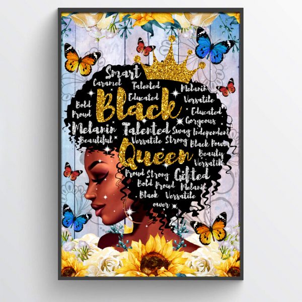 Black Queen Smart Educated Talented Poster Black Girl Afro Women Gift