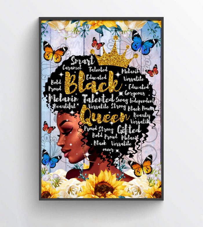 Black Queen Smart Educated Talented Poster Black Girl Afro Women Gift