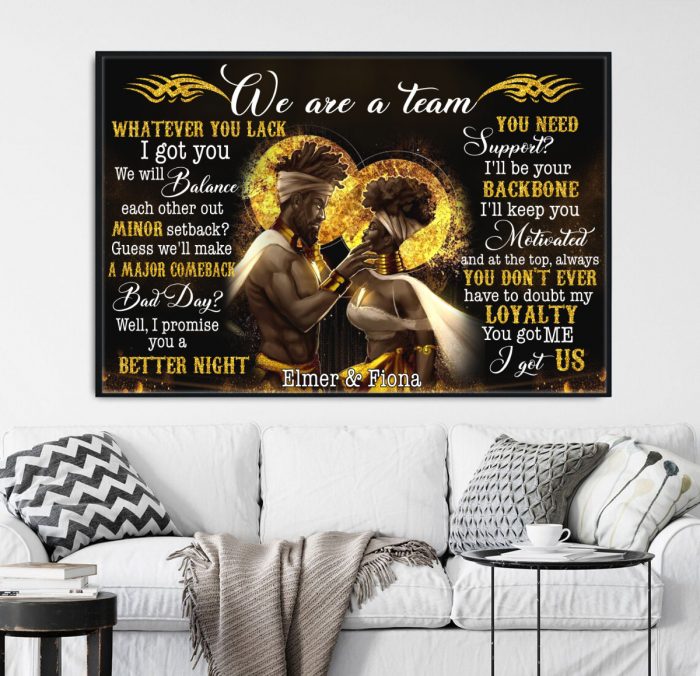 Personalized Black Couple Poster – We Are A Team Wall Art Valentine Gift