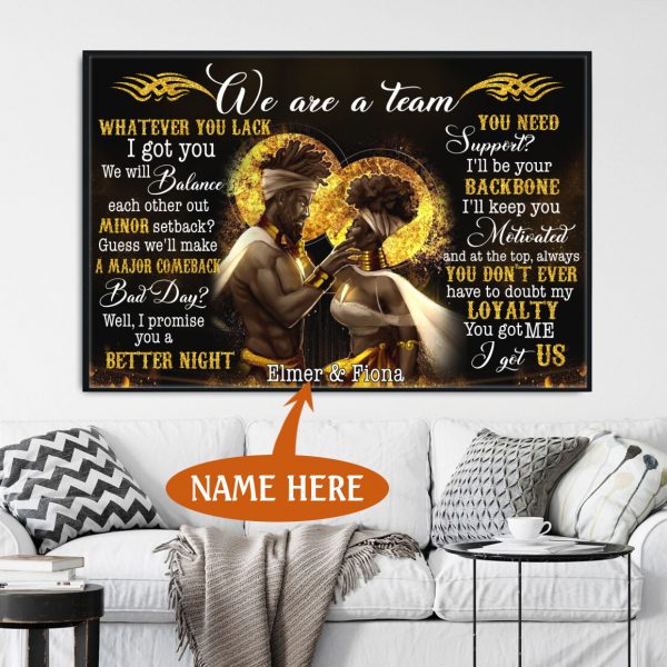 Personalized Black Couple Poster – We Are A Team Wall Art Valentine Gift