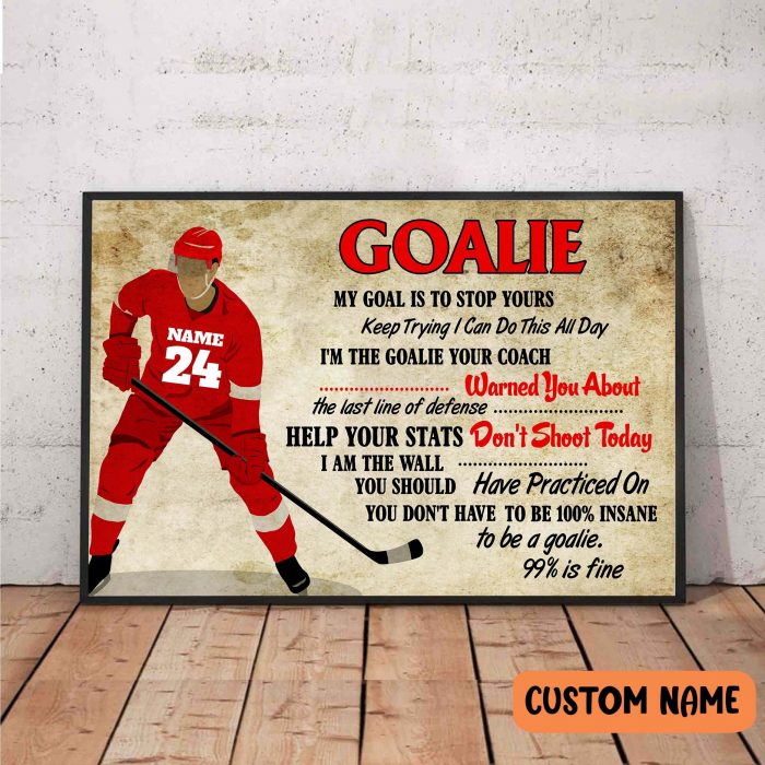 Hockey Goalie Poster Personalized – Goalie Motivational Wall Art For Ice Hockey Lover