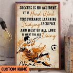 Soccer Player Personalized Poster – Success Is Hard Work Football Soccer Player Wall Art