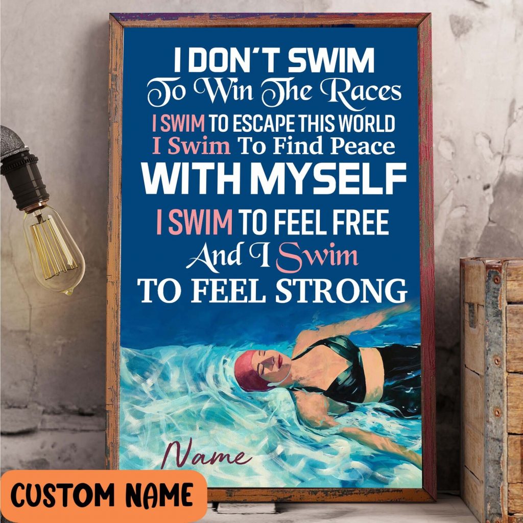 Swimming Woman Poster – Personalized Swim To Fell Strong Free Motivation Wall Art