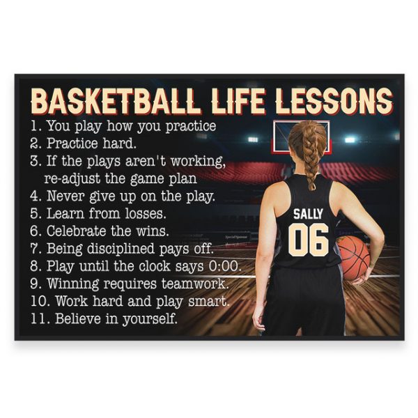 Basketball Life Lessons Poster – Customize Basketball Girl Woman Positive Wall Art