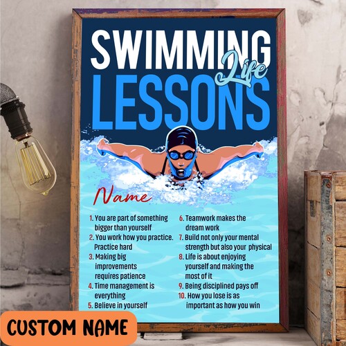 Swimming Life Lessons Poster – Motivational Wall Art For Swimmers Swimming Club