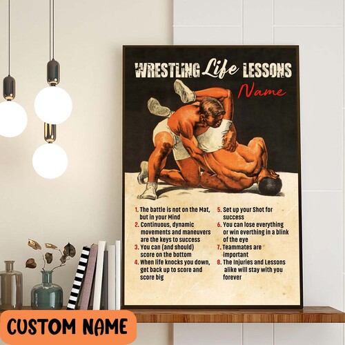 Wrestling Life Lessons Poster – Gifts For Wrestler Wrestling Fans Weightlifting Lovers