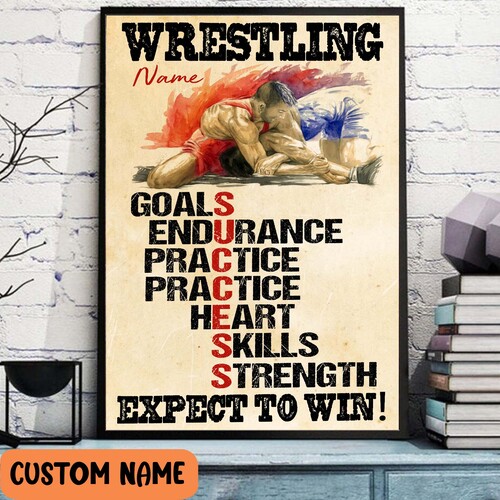 Wrestling Success Expect To Win Poster, Wrestler Posters, Inspirational Wall Art Personalized