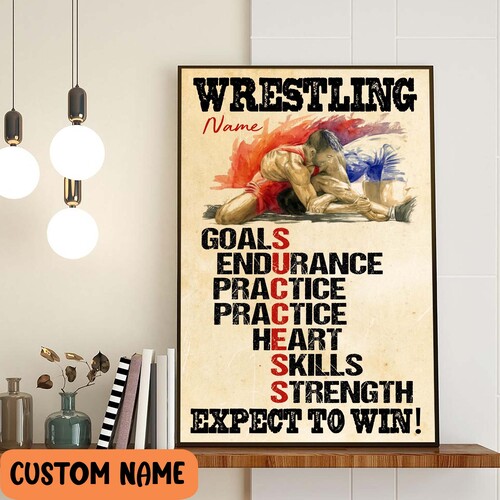 Wrestling Success Expect To Win Poster, Wrestler Posters, Inspirational Wall Art Personalized