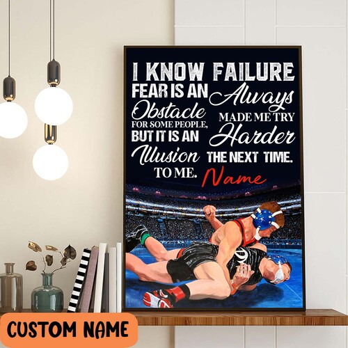 Wrestler Failure Always Made Me Try Harder Poster, Wrestling Player Motivational Wall Art