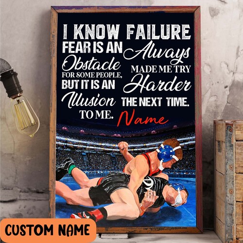 Wrestler Failure Always Made Me Try Harder Poster, Wrestling Player Motivational Wall Art